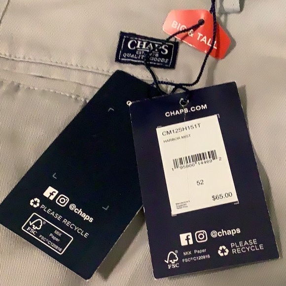 Chaps Size 52 Mens Shorts Flat Front Classic Fit Casual Comfort Pants Gray New - Picture 9 of 9